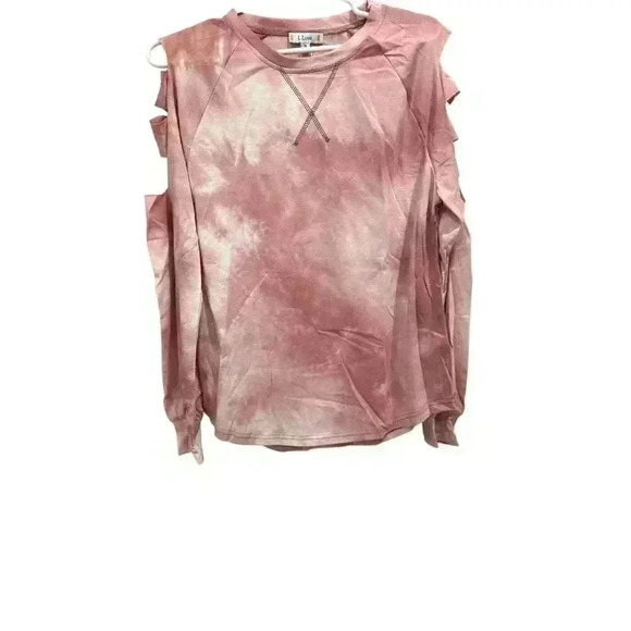 L Love mauve tie dyed slashed sleeve top, Size Small, NWT​​​​​​​​ - Picture 1 of 5